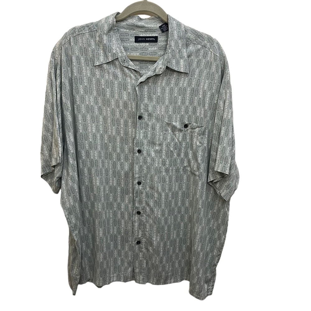 John Henry Men's Green Shirt Short Sleeve Button Down Size XXL